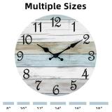 CHYLIN Wall Clock - 18 Inch Silent Non Ticking Wall Clocks Battery Operated, Wooden Rustic Farmhouse Larger Clock Decorative for Living Room, Kitchen (Blue)