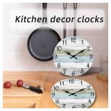 CHYLIN Wall Clock - 18 Inch Silent Non Ticking Wall Clocks Battery Operated, Wooden Rustic Farmhouse Larger Clock Decorative for Living Room, Kitchen (Blue)