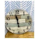 CHYLIN Wall Clock - 18 Inch Silent Non Ticking Wall Clocks Battery Operated, Wooden Rustic Farmhouse Larger Clock Decorative for Living Room, Kitchen (Blue)