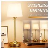 Cordless Table Lamp Rechargeable Gold - 1 Pack Brass 4000mAH Battery Operated Lamp for Decor, 3000K Stepless Dimming Touch Control Wireless Lamp for Bedroom, Dining Table, Counter, Living Room