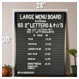 Large All Black Felt Letter Board | 24"x30" Classy Black Frame with 953 White Letters, Emojis & Characters | Premium Changeable Sign Boards for Price List Message Letterboard