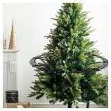 Christmas Train with Light and Sound, Hanging Christmas Train with Locomotive, Coal Wagon, Carriage, Sleigh and Tracks, Realistic for