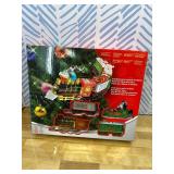 Christmas Train with Light and Sound, Hanging Christmas Train with Locomotive, Coal Wagon, Carriage, Sleigh and Tracks, Realistic for