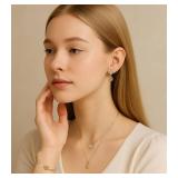 OZEL JEWELRY & GIFT Layered Gold Necklaces for Women - Crystal Colorful Delicate Cutting Pendant Necklace - 18K Gold Plated - Birthday Gifts (Made in Korea)