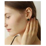 Cushion-Cut Crystal Stud Earrings   925 Silver Post, Gold-Plated, 9 Colors