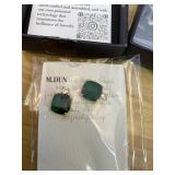 Cushion-Cut Crystal Stud Earrings   925 Silver Post, Gold-Plated, 9 Colors