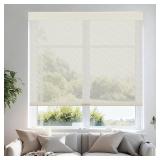 Persilux Free-Stop Cordless Roller Shades for Windows Light Filtering Shades, 5% Openness Solar Screen Semi Sheer Roller Blinds UV Protection for Office and Home. Easy to Install 34.5"W x 72"H, Beige