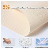 Persilux Free-Stop Cordless Roller Shades for Windows Light Filtering Shades, 5% Openness Solar Screen Semi Sheer Roller Blinds UV Protection for Office and Home. Easy to Install 34.5"W x 72"H, Beige