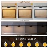 23.6 Inch Battery Operated Picture Lights for Wall Rechargeable Art Lighting for Paintings Wireless Gallery Lights with Remote Control and Dimmable Timed Off Black Wall Lights