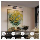 23.6 Inch Battery Operated Picture Lights for Wall Rechargeable Art Lighting for Paintings Wireless Gallery Lights with Remote Control and Dimmable Timed Off Black Wall Lights