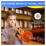 Professional Plastic Bb Trumpet Student Trumpet Set for Student Beginner With 7C Mouthpiece and 3C Mouthpiece Bb Trumpet Instrument Orange, PM160