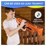 Professional Plastic Bb Trumpet Student Trumpet Set for Student Beginner With 7C Mouthpiece and 3C Mouthpiece Bb Trumpet Instrument Orange, PM160