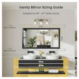 Retails for $150! 55x30 Inch Black Bathroom Mirror for Wall, Thick Metal Framed Rectangle Mirrors for Over Sink, Bedroom, Living Room, Entryway, Anti-Rust, HD Tempered Glass