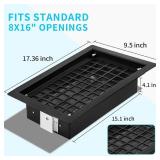 Automatic Crawl Space Vent 8x16 Inch, Auto Open/Close Foundation Vent Cover for Freeze Protection & Energy Saving | Easy Install Crawlspace Vents Replacement (Black, 1 Pack)