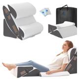 6PCS Wedge Pillow Set for After Surgery, Bed Wedge Pillow Post Surgery, Bed Pillows for Sitting Up, Sleeping, Acid Relux, Memory Foam Back Pillow, Beds Wedges & Body Positioners, White/Grey