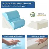 6PCS Wedge Pillow Set for After Surgery, Bed Wedge Pillow Post Surgery, Bed Pillows for Sitting Up, Sleeping, Acid Relux, Memory Foam Back Pillow, Beds Wedges & Body Positioners, White/Grey