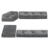 BALAPET Breakfast Nook Cushions Set 4 Piece Cushion Pad Set for Kitchen Breakfast Dining Nook,Shredded Foam Support Fits in Sets with Corner Benches, Mid Century Modern Small Dining Table Sets(Gray)