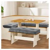 BALAPET Breakfast Nook Cushions Set 4 Piece Cushion Pad Set for Kitchen Breakfast Dining Nook,Shredded Foam Support Fits in Sets with Corner Benches, Mid Century Modern Small Dining Table Sets(Gray)
