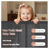 Reinforced 120" Extra Wide Retractable Baby Gates for Stairs, Mesh Saftey Gate for Pets, 10 Foot Retractable Dog Gate, No Drilling, One-Hand Operation, Retractable Gate for Indoor & Outdoor Use