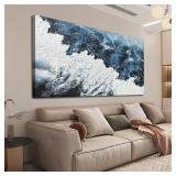 Abstract Wall Art Decor Abstract Canvas Wall Pictures for Living Room Large Blue White Wall Art Prints Beach Wave Artwork for Walls Coastal Modern Wall Art Decorations Home Office Wall Art Decor 24" X