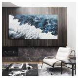 Abstract Wall Art Decor Abstract Canvas Wall Pictures for Living Room Large Blue White Wall Art Prints Beach Wave Artwork for Walls Coastal Modern Wall Art Decorations Home Office Wall Art Decor 24" X