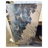 Abstract Wall Art Decor Abstract Canvas Wall Pictures for Living Room Large Blue White Wall Art Prints Beach Wave Artwork for Walls Coastal Modern Wall Art Decorations Home Office Wall Art Decor 24" X