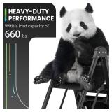 XinSunho 4 Step Ladder, Foldable Handrail & Tool Tray Stool Ladders with Anti-Slip Wide Pedal, 660 lbs Sturdy Steel Ladder for Home Kitchen and Outdoor