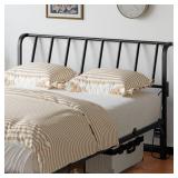 Queen Size Headboard Only, Metal Headboard with 2 Power Strips, 95 Degrees Reclining Backrest with Bed Frame Adapters, Easy Assembly, Black