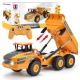 DOUBLE E Volvo RC Dump Truck Toy for Kids, Articulated Hauler, Remote Control Construction Toys Vehicles with Lights, Birthday Gifts Ideas for Boys Age 6 7 8 9 10 Year Old and up
