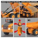 DOUBLE E Volvo RC Dump Truck Toy for Kids, Articulated Hauler, Remote Control Construction Toys Vehicles with Lights, Birthday Gifts Ideas for Boys Age 6 7 8 9 10 Year Old and up