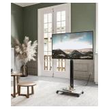 Retails for $115! FITUEYES Rolling TV Stand with Power Outlets, Swivel Portable TV Stand for 32-70 Inch LCD LED OLED Flat/Curved Panel Screen TVs, Height Adjustable&Wood Base, Mobile TV cart Holds up 