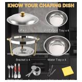 Retails for $230! Beviliu 8QT Chafing Dishes for Buffet 4 Pack, Ultra-Large Capacity Warming Trays for Large Gatherings, 8QT Food Warmers for Parties Buffet, Catering Supplies Buffet Display Chafing D