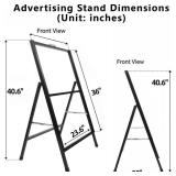 Single Sided Sidewalk Sign 24 x36 inch - Heavy Duty L-Frame Metal Poster Stand with Slide-in Design - Angled Outdoor Floor Display Holder for Store & Lobby (Frame Only) (Black-1PACK Single Sided)