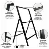 Single Sided Sidewalk Sign 24 x36 inch - Heavy Duty L-Frame Metal Poster Stand with Slide-in Design - Angled Outdoor Floor Display Holder for Store & Lobby (Frame Only) (Black-1PACK Single Sided)