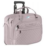 EMPSIGN Rolling Laptop Bag Women with Wheels, Briefcase for Women Fits Up to 15.6 Inch Laptop Briefcase on Wheels, Water-Repellent Overnight Rolling Computer Bag with RFID Pockets, Grey Pink