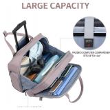 EMPSIGN Rolling Laptop Bag Women with Wheels, Briefcase for Women Fits Up to 15.6 Inch Laptop Briefcase on Wheels, Water-Repellent Overnight Rolling Computer Bag with RFID Pockets, Grey Pink