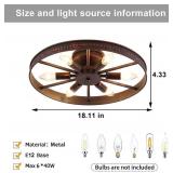 Farmhouse Round Semi Flush Mount Ceiling Light Red Rust Finish Dining Room Lighting Fixture Vintage Metal Ceiling Chandelier for Kitchen Bedroom 6 Light E12  18 Inches (6 Light)