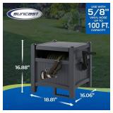 Suncast Garden Hose Hideaway Storage Reel Box, Cyberspace Grey   Resin Outdoor Container, Holds up to 100 Feet of 5/8 Inch Standard Vinyl Water Line   No Assembly Required