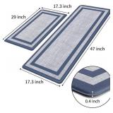Mattitude Kitchen Mats Set of 2,Cushioned Anti-Fatigue Non-Skid Rug Sets Ergonomic Comfort Standing Mat for Kitchen, Floor, Office, Sink, Laundry, Blue and Gray