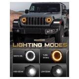 Retails for $150! 9 Inch Round LED Headlights with Hi/Lo Beam DRL Halo Turn Signal Sealed Beam Lights Compatible with Jeep Wrangler JL/JLU 2018-2025, Gladiator JT 2020-2025 Unlimited Sport Rubicon Sah