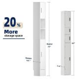 MOHOPE Narrow Bathroom Storage Cabinet, 72" Tall Slim Bathroom Cabinet with 2 Doors & Adjustable Shelves, Skinny Freestanding Floor Cabinet for Small Spaces, Living Room, White