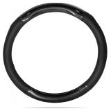 Car Steering Wheel Cover Black, Non-Slip Wear-Resistant Carbon Fiber Steering Wheel Cover, Breathable Drilled O-Type Leather Sleeve, Universal Car Interior Accessories for Most Vehicle