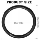 Car Steering Wheel Cover Black, Non-Slip Wear-Resistant Carbon Fiber Steering Wheel Cover, Breathable Drilled O-Type Leather Sleeve, Universal Car Interior Accessories for Most Vehicle