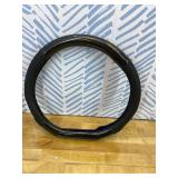 Car Steering Wheel Cover Black, Non-Slip Wear-Resistant Carbon Fiber Steering Wheel Cover, Breathable Drilled O-Type Leather Sleeve, Universal Car Interior Accessories for Most Vehicle