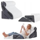 5Pcs Orthopedic Bed Wedge Pillow Set for After Surgery, Adjustable Wedge Pillow for Acid Reflux Relief, Bed Wedge Pillow Post Surgery, Memory Foam Wedge Pillows for Sleeping, White/Grey