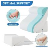 5Pcs Orthopedic Bed Wedge Pillow Set for After Surgery, Adjustable Wedge Pillow for Acid Reflux Relief, Bed Wedge Pillow Post Surgery, Memory Foam Wedge Pillows for Sleeping, White/Grey