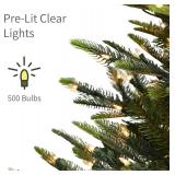 Retails for $165! Puleo International 6.5ft Pre-Lit Aspen Fir Artificial Christmas Tree with 500 Clear Lights, 903 Realistic Dense Branch Tips, Easy Setup Artificial Trees with Sturdy Metal Stand