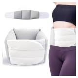 Aromacore Sleeping Back Support Pillow, Adjustable Lumbar Support Cushion with Ergonomic Curve, Breathable Ice Silk Cotton, 360  Wraparound Design for Bed, Office Chair & Car Seat (Gray White)