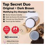 I DEW CARE Biotin Clarifying Dry Shampoo - Tap Secret Dark Original & Dark Brown Duo set | Strengthening & Volumizing, Powder Type, Refillable, Travel size, Brunette, Beauty Gift Sets, 0.29 Oz * 2ea