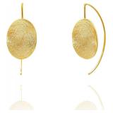 OZEL Gold Dangle Earrings for Women Brushed Finish, Matte Gold Statement Jewelry, 14k Gold Plated